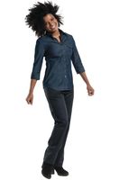 Chaud Devant Blue Denim Stretch Dames Blouse Driekwart Mouw, Chaud Devant B542-XXL