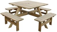 Rowlinson Vierkante Houten Picknicktafel 198cm - Rowlinson CG096