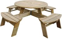 Rowlinson Ronde Houten Picknicktafel 200(Ø)cm - Rowlinson CG097