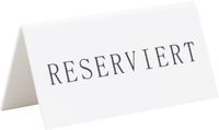 Securit Reserveringstafelstandaards Met Duits: 'Reserviert' Witte Acryl Standaarden Met Zwart Lettertype (box 5) - CU913