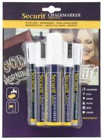 Securit 5 Original Chalk Marker Een Ronde - Geciseleerde Stift Met Blokpunt In Wit - CU920