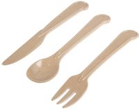 Herbruikbare rijstvlies bestekset - mes, vork en lepel in juten tasje | DE930