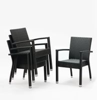 Bolero kunststof rotan stoel met armleuning antraciet | DL477