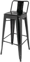 Bolero Stalen Bistro Barkruk met Rugleuning Zwart (4 Stuks) - Bolero DL882