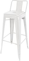 Bolero Bistro Stalen Hoge Kruk met Rugleuning Wit (4 Stuks) - DL890