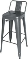 Bolero Stalen Bistro Barkruk met Rugleuning Grijs (4 Stuks) - Bolero DM935