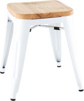 Bolero Bistro Lage Krukken met Houten Zitkussen Wit (4 Stuks) - DW738