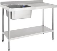 Vogue Enkele Spoeltafel RVS Afdruiprek Rechts 1200mm, Vogue DY823