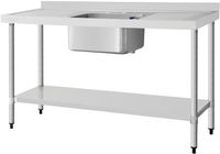 Vogue spoeltafel enkele spoeltafel dubbel afdruiprek 1500mm, Vogue DY826