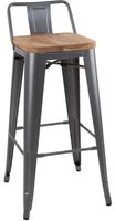 Bolero Bistro Hoge Barstoel met Houten Zitting Grijs (4 Stuks) - Bolero FB624