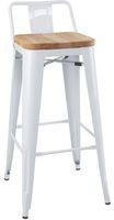 Bolero Bistro Hoge Krukken met Rugleuning en Houten Zitkussen Wit (4 Stuks) - FB625