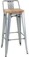 Bolero Bistro Hoge Krukken met Rugleuning en Houten Zitkussen Gegalvaniseerd Staal (4 Stuks) - FB627