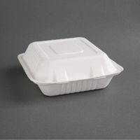 Fiesta Green Composteerbare Bagasse Voedseldozen 3 Compartimenten (200 Stuks), Fiesta Green FC526