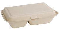 Fiesta Green Composteerbare Bagasse Voedseldozen 2 Compartimenten Natuurlijke Kleur 253mm (200 Stuks), Fiesta Green FC541