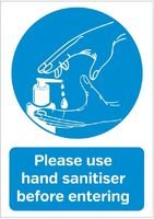 Vinylsticker A5 'Gelieve bij binnenkomst handreiniger te gebruiken' | FN840