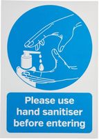 Vinylsticker A4 'Gelieve bij binnenkomst handreiniger te gebruiken' | FN841