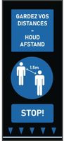Social Distancing Vloermat 150x65cm Blauw - Mensen (let Op: Franse & Nederlandse Tekst) | Fn877