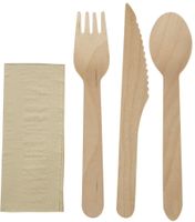 EGreen Individueel Verpakt 4-In-1 Houten Bestekset (250 Stuks) - eGreen FS168
