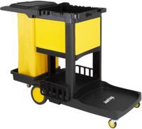 Jantex Schoonmaakwagen Zwart met Afsluitbare Kast - FU998