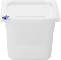 FZ098 Hygiplas Click PP GN-bak 1/6 met deksel & 7 kleurclips 150 mm 2,2 Liter (set van 4)