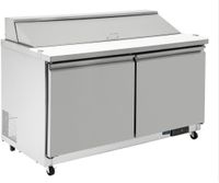 2-deurs gekoelde saladette breed | 16x 1/6GN | met deksel en snijplank | 527 liter | Polar GD883