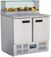 Polar G-Serie 2-Deurs Pizza Koelwerkbank met Opzetkoelvitrine 256L - Polar GH266