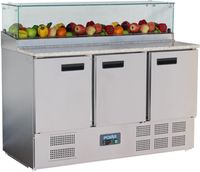 Polar G-Serie 3-Deurs Pizza Koelwerkbank met Opzetvitrine 436L - Polar GH267