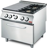 Gastro M platen fornuis met 2 branders en gasoven 70/80 TPPCFG | GL934