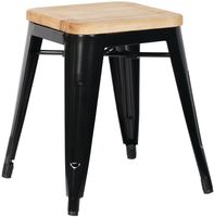Bolero Stalen Kruk met Houten Zitting - Zwart (4 Stuks) - Bolero GM635