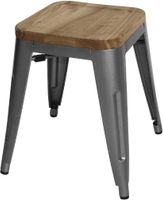 Bolero Stalen Kruk met Houten Zitting - Grijs (4 Stuks) - Bolero GM636