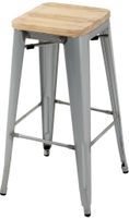 Bolero Bistro Hoge Krukken met Houten Zitkussen Gegalvaniseerd Staal (4 Stuks) - GM638