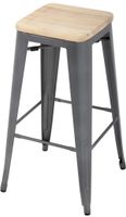 Bolero Stalen Barkruk met Houten Zitting - Grijs (4 Stuks) - Bolero GM639