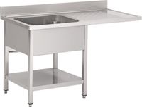 Gastro M RVS spoeltafel met ruimte voor vaatwasmachine 120x70x85cm | GN206