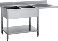 Gastro M RVS spoeltafel met ruimte voor vaatwasmachine 160x70x85cm | GN207