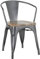 Bolero HZ805 Bistro Curve Armstoelen met Houten Zitting Donkergrijs (4 stuks)