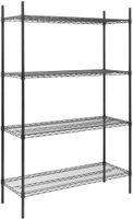 JE361 Essentials epoxy gecoate stelling met 4 legborden flatpack zwart