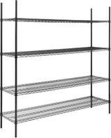 JE363 Essentials epoxy gecoate stelling met 4 legborden flatpack zwart