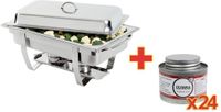 S517 Oferta especial 1 chafing dish y 24 latas de combustible líquido Olympia