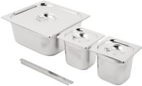 Vogue SA241 RVS Gastronorm Bakken Set 2x 1/6 en 2/3 met Deksels