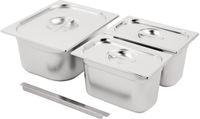 Vogue SA244 RVS Gastronorm Bakken Set 1/2 en 2x 1/4 met Deksels