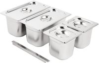 Vogue SA249 RVS Gastronorm Bakken Set 2x 1/3 2x 1/6 met Deksels
