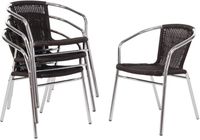 Bolero aluminium en rotan stoel zwart | U507