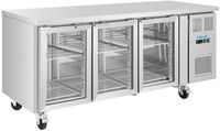 UA069 Polar U-Series 3-deurs koelwerkbank met glazen deuren