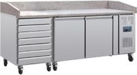 Polar U-Serie Dubbele Deur Pizzacounter met Granieten Blad en Deegladen 290Ltr - CT423