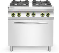 Hendi Gasfornuis Kitchen Line 4 pits met elektrische heteluchtoven GN 1/1 | 225882