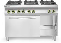 Gasfornuis Kitchen Line 6 pits met elektrische heteluchtoven GN 1/1 - Hendi 225899