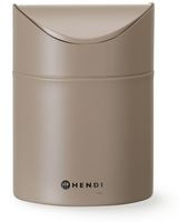 HENDI 440797 Tafelformaat prullenbak met schommeldeksel, , 1,2 Liter, Beige, Diameter ⌀ 12 cm - Hoogte 16,5 cm
