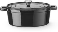 HENDI 626887 Braadpan geëmailleerd gietijzer, , 4,4 Liter, Zwart, 365x290x(H)115mm