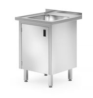 Enkele Spoeltafel met Kast - gelast - Diepte: 600 Mm. - HENDI - Profi Line - 600x600x(H)850mm - 813522