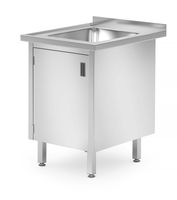 Spoeltafel met Kast - gelast - Diepte: 700 Mm. - HENDI - Profi Line - 600x700x(H)850mm - 813546